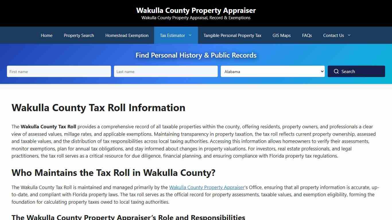 Wakulla County Tax Roll Information - Wakulla County Property Appraiser
